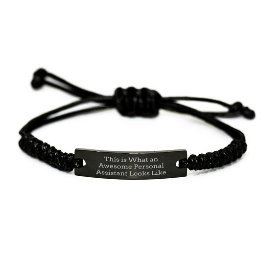 Funny Inspirational Gifts from Men to Personal Assistants on Graduation - Adjustable Rope Black Stainless Steel Quote 'This Is What An Awesome Personal Assistant Looks Like' - Victory Thru Vision