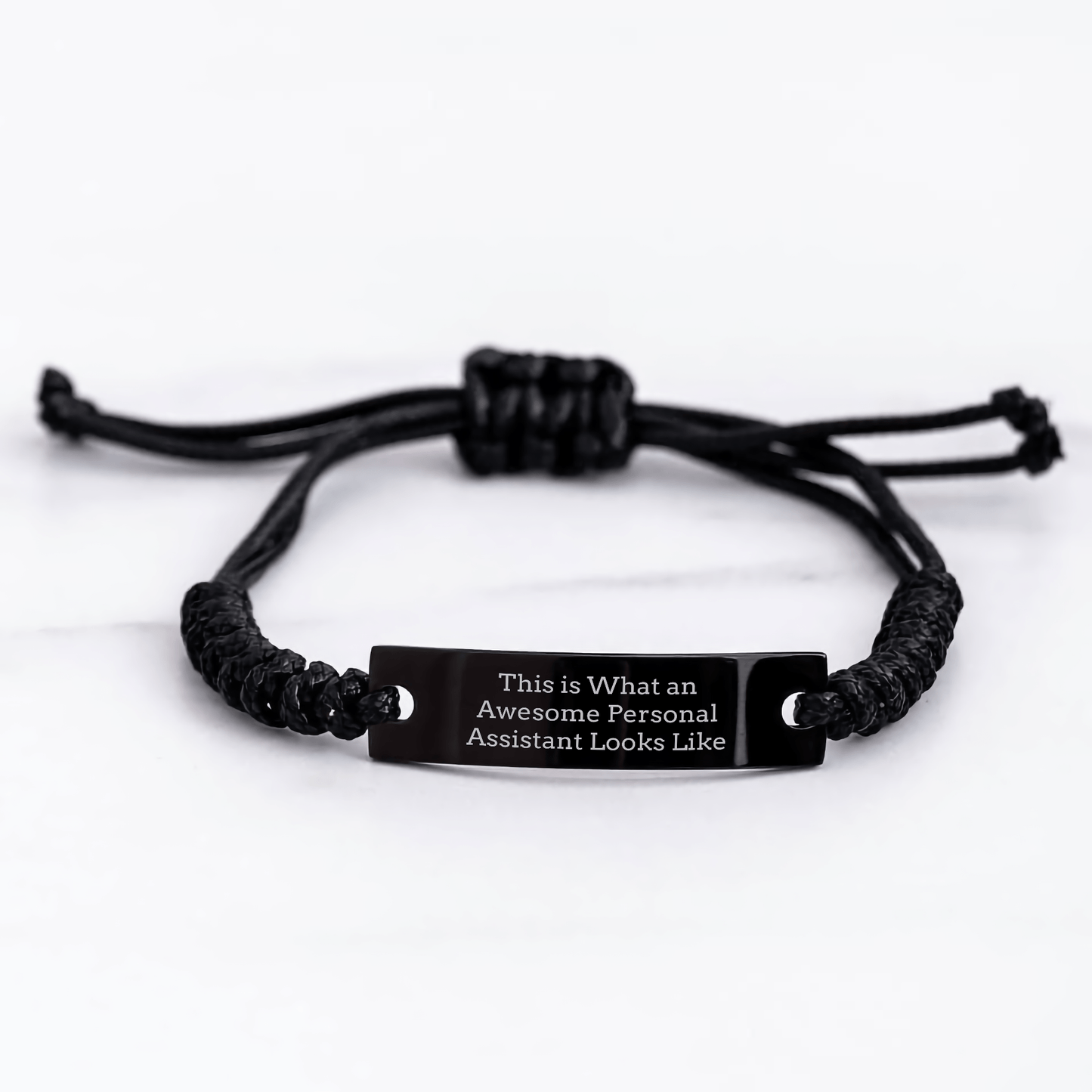 Funny Inspirational Gifts from Men to Personal Assistants on Graduation - Adjustable Rope Black Stainless Steel Quote 'This Is What An Awesome Personal Assistant Looks Like' - Victory Thru Vision