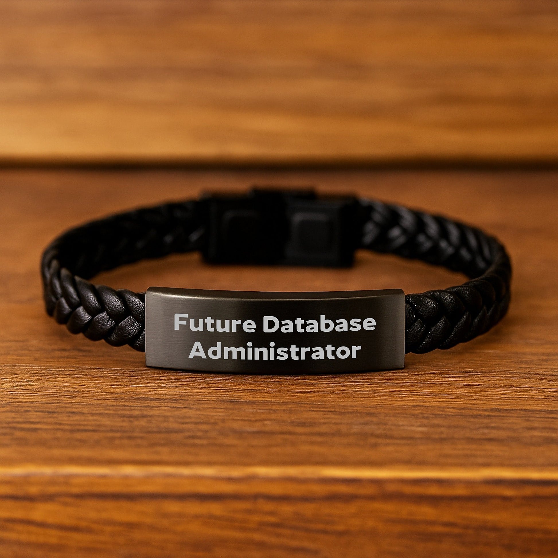 Funny Inspirational Quote for Future Database Administrators Gifts from Men, Unique Interlaced Leather Bracelets for Graduation, 'Embrace the Code' Stainless Steel and PU Leather, 7.87 inches - Victory Thru Vision