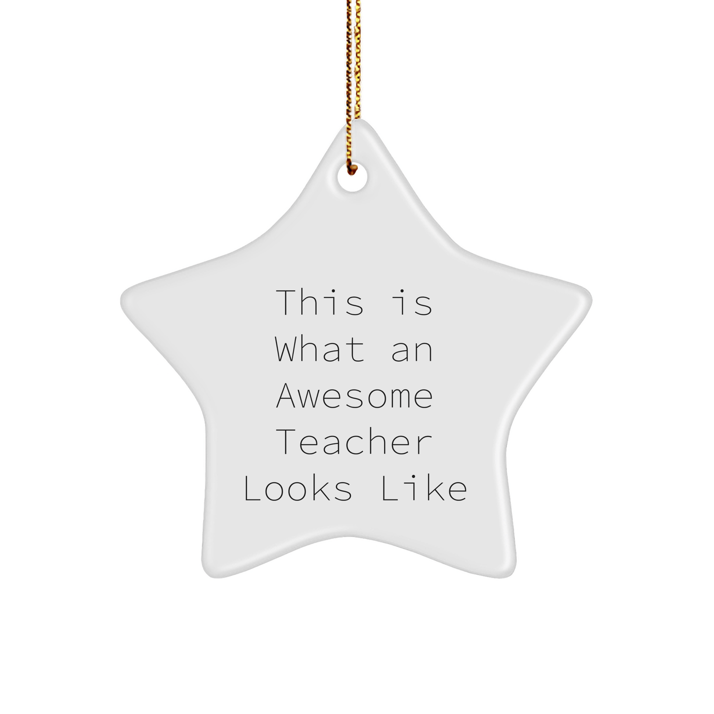 Funny Inspirational Teacher Gifts for Christmas, 'This Is What An Awesome Teacher Looks Like' Star Ornament from Friends and Family - Victory Thru Vision 