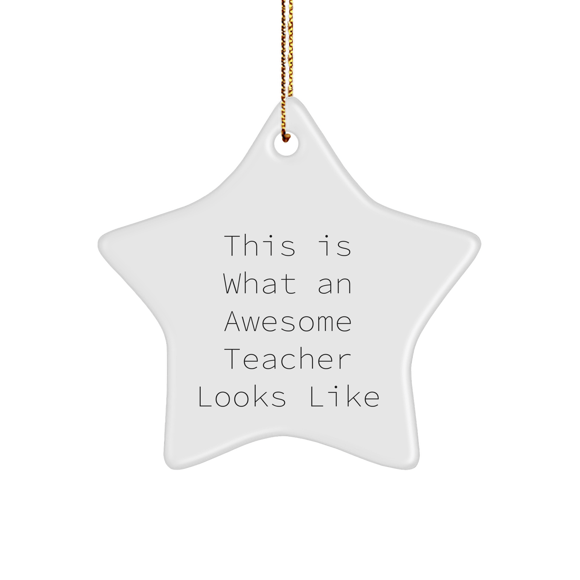 Funny Inspirational Teacher Gifts for Christmas, 'This Is What An Awesome Teacher Looks Like' Star Ornament from Friends and Family - Victory Thru Vision 