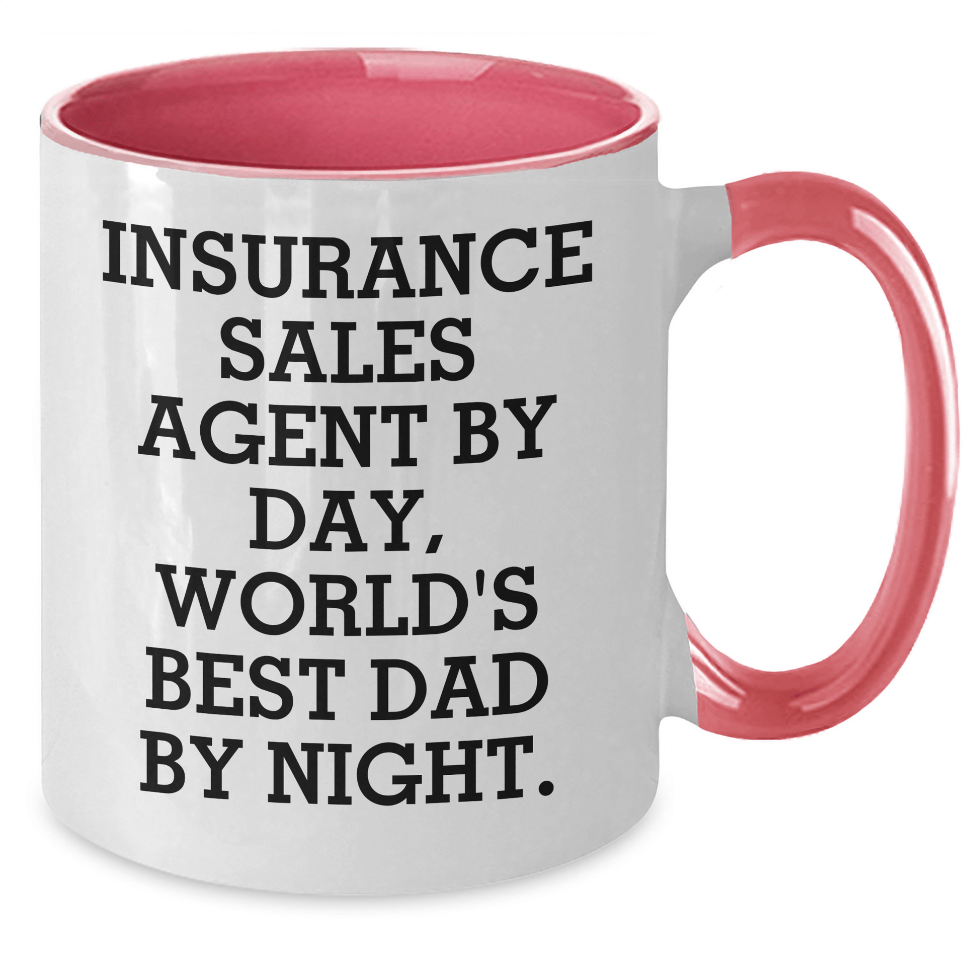 Funny Insurance Sales Agent Gifts for Mom - Insurance Sales Agent By Day, World's Best Dad By Night. Two Tone Coffee Mugs from Husband, Father, or Coworker - Mother's Day Unique Gifts - Victory Thru Vision 