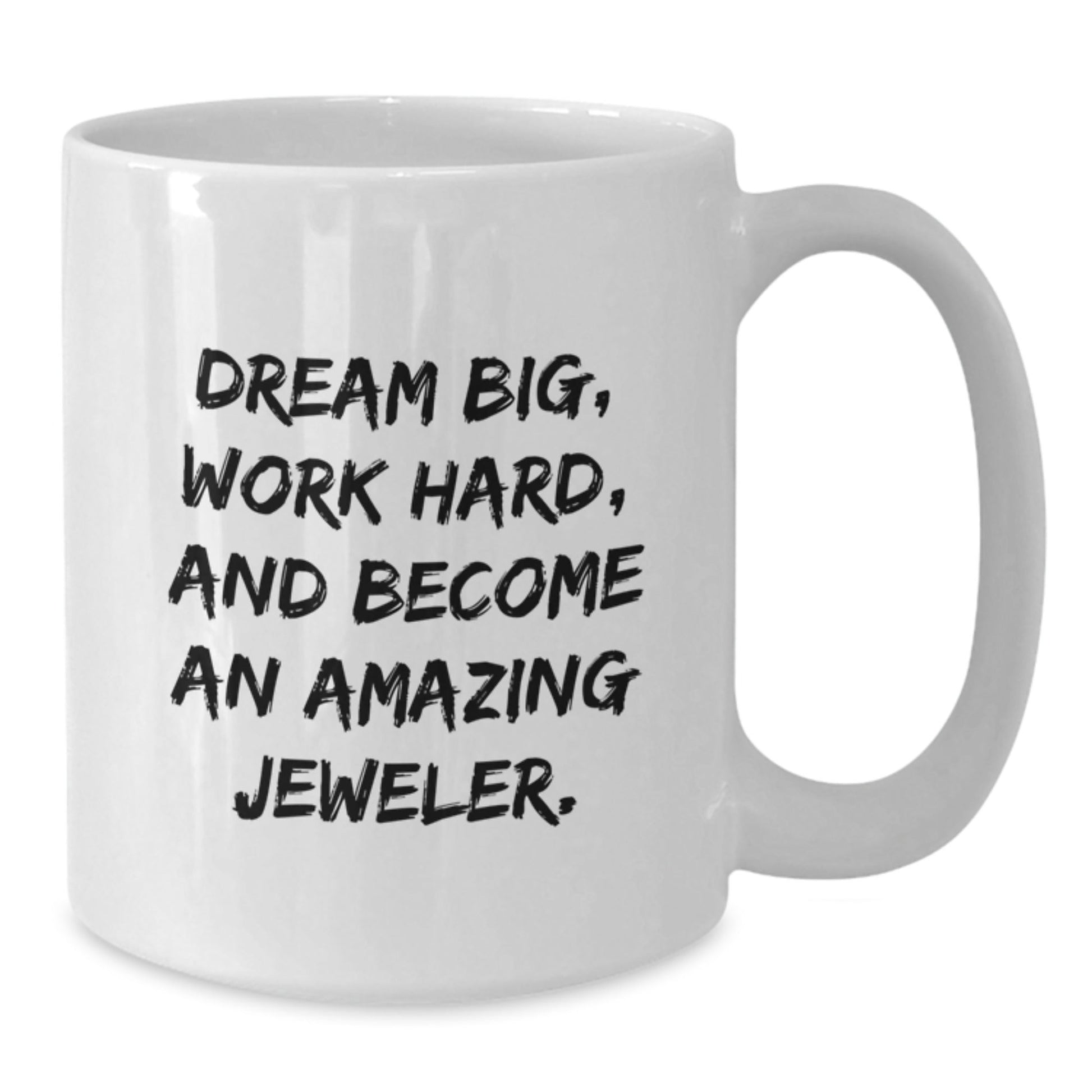 Funny Jeweler Gifts, White Coffee Mug for Birthday with Inspirational Quote, Gifts from Friends to Become Amazing Jeweler, 11oz or 15oz Capacity, Ceramic, Microwave and Dishwasher Safe - Victory Thru Vision