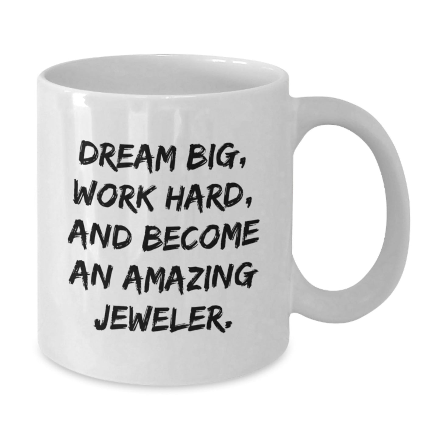 Funny Jeweler Gifts, White Coffee Mug for Birthday with Inspirational Quote, Gifts from Friends to Become Amazing Jeweler, 11oz or 15oz Capacity, Ceramic, Microwave and Dishwasher Safe - Victory Thru Vision