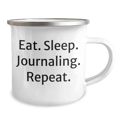 Funny Journaling Gifts for Women - Eat. Sleep. Journaling. Repeat. - Camping Mug for Graduation, Funny Gifts from Women to Women - Victory Thru Vision 