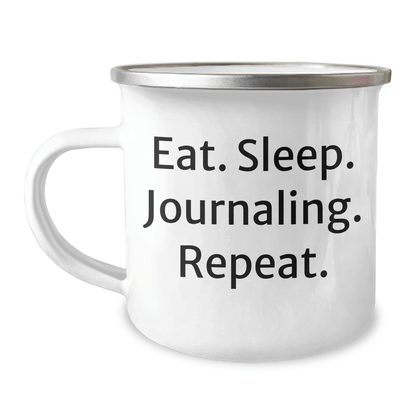 Funny Journaling Gifts for Women - Eat. Sleep. Journaling. Repeat. - Camping Mug for Graduation, Funny Gifts from Women to Women - Victory Thru Vision 