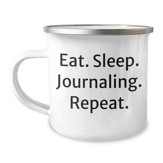 Funny Journaling Gifts for Women - Eat. Sleep. Journaling. Repeat. - Camping Mug for Graduation, Funny Gifts from Women to Women - Victory Thru Vision 