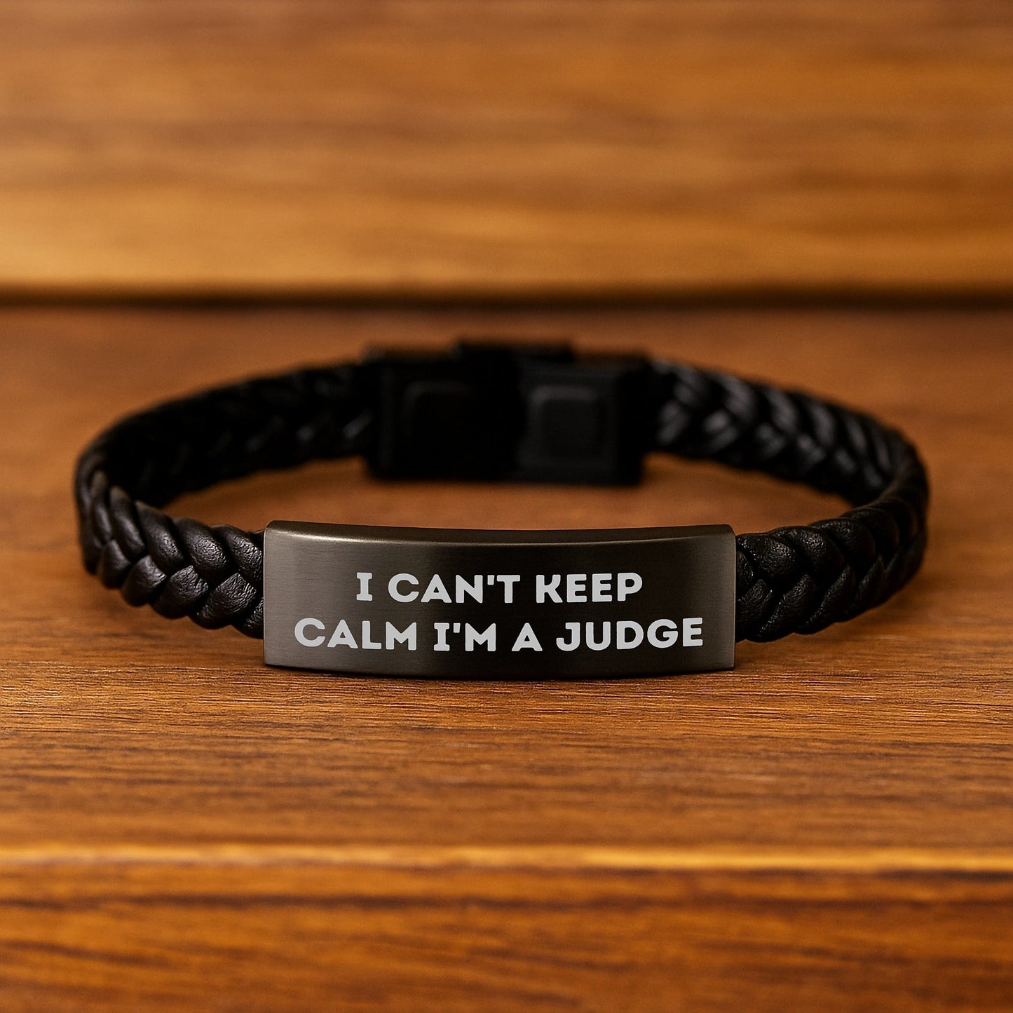 Funny Judge Quote Interlaced Leather Bracelet, Gifts from Friends or Family for Judge, Graduation Unique Gifts, 'I Can't Keep Calm I'm A Judge' - Victory Thru Vision