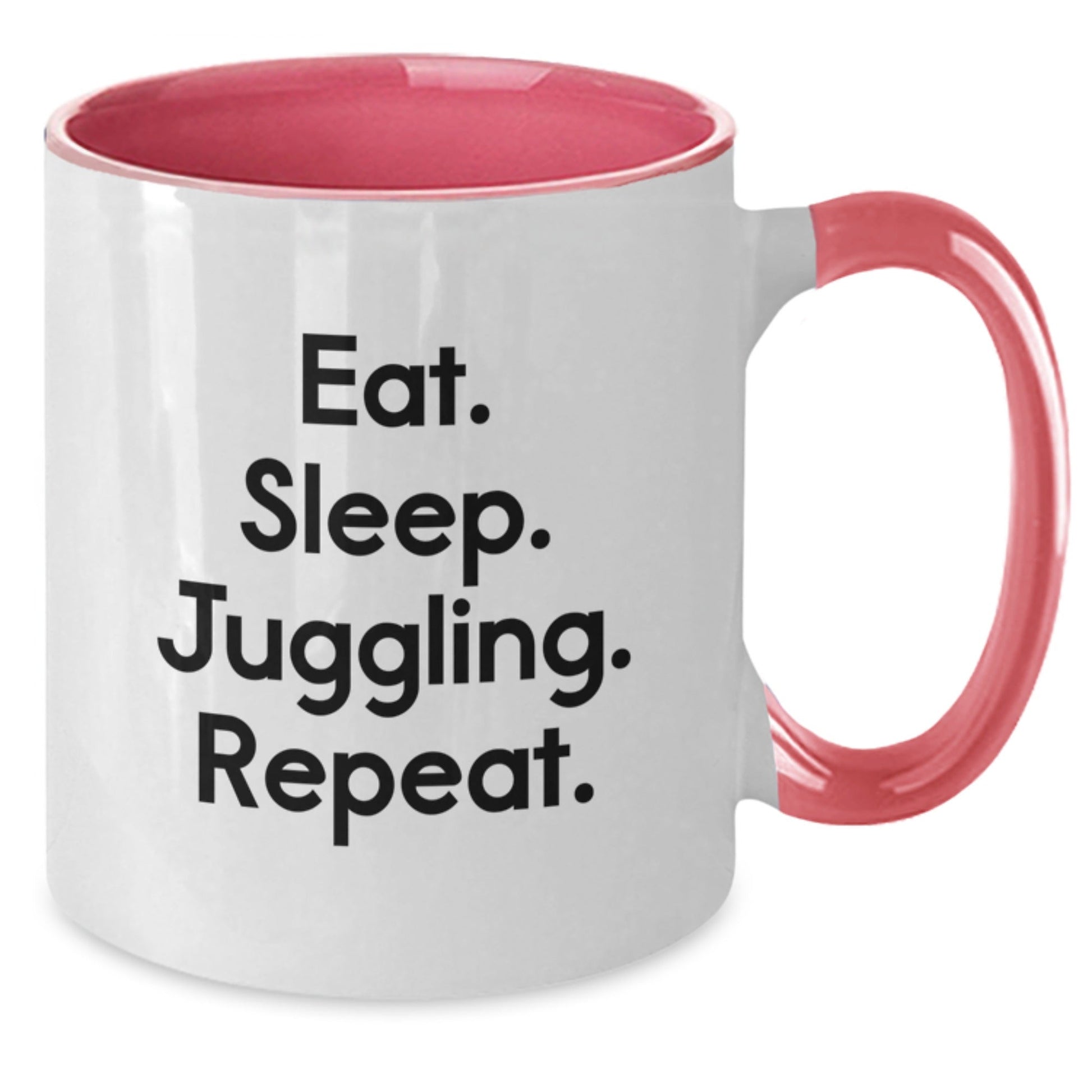 Funny Juggling Gifts for Men, Women, Friends, Coworkers, Family - Eat. Sleep. Juggling. Repeat. Two Tone Coffee Mug - Victory Thru Vision