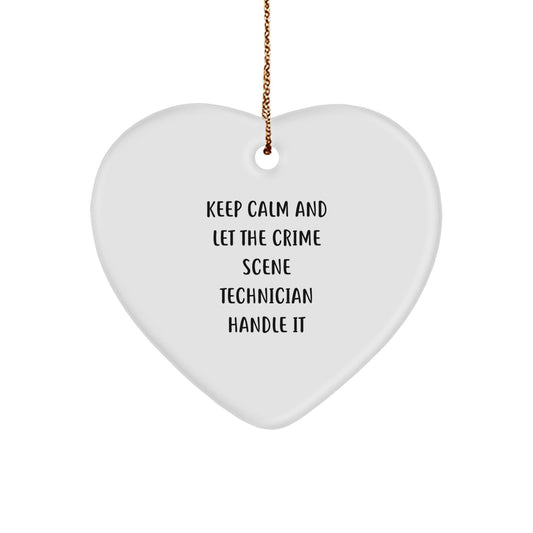 Funny Keep Calm Crime Scene Technician Gifts for Christmas, Heart Ornament from Friends to Family - Victory Thru Vision