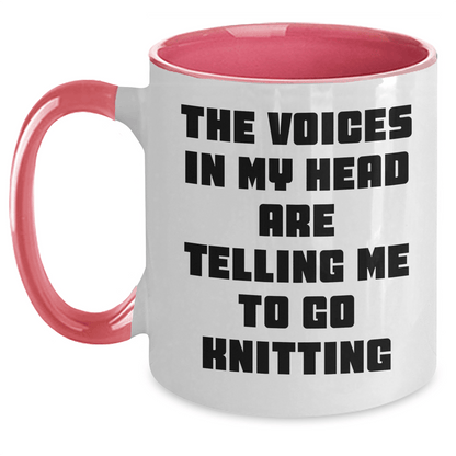 Funny Knitting Gifts for Friends and Family - Two Tone Coffee Mug with Quote - Graduation Unique Gifts from Mom, Dad, or Friends - Victory Thru Vision