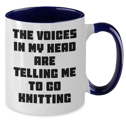 Funny Knitting Gifts for Friends and Family - Two Tone Coffee Mug with Quote - Graduation Unique Gifts from Mom, Dad, or Friends - Victory Thru Vision