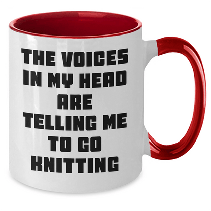 Funny Knitting Gifts for Friends and Family - Two Tone Coffee Mug with Quote - Graduation Unique Gifts from Mom, Dad, or Friends - Victory Thru Vision
