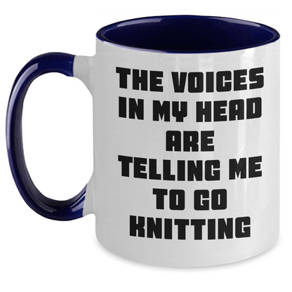 Funny Knitting Gifts for Friends and Family - Two Tone Coffee Mug with Quote - Graduation Unique Gifts from Mom, Dad, or Friends - Victory Thru Vision
