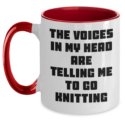 Funny Knitting Gifts for Friends and Family - Two Tone Coffee Mug with Quote - Graduation Unique Gifts from Mom, Dad, or Friends - Victory Thru Vision