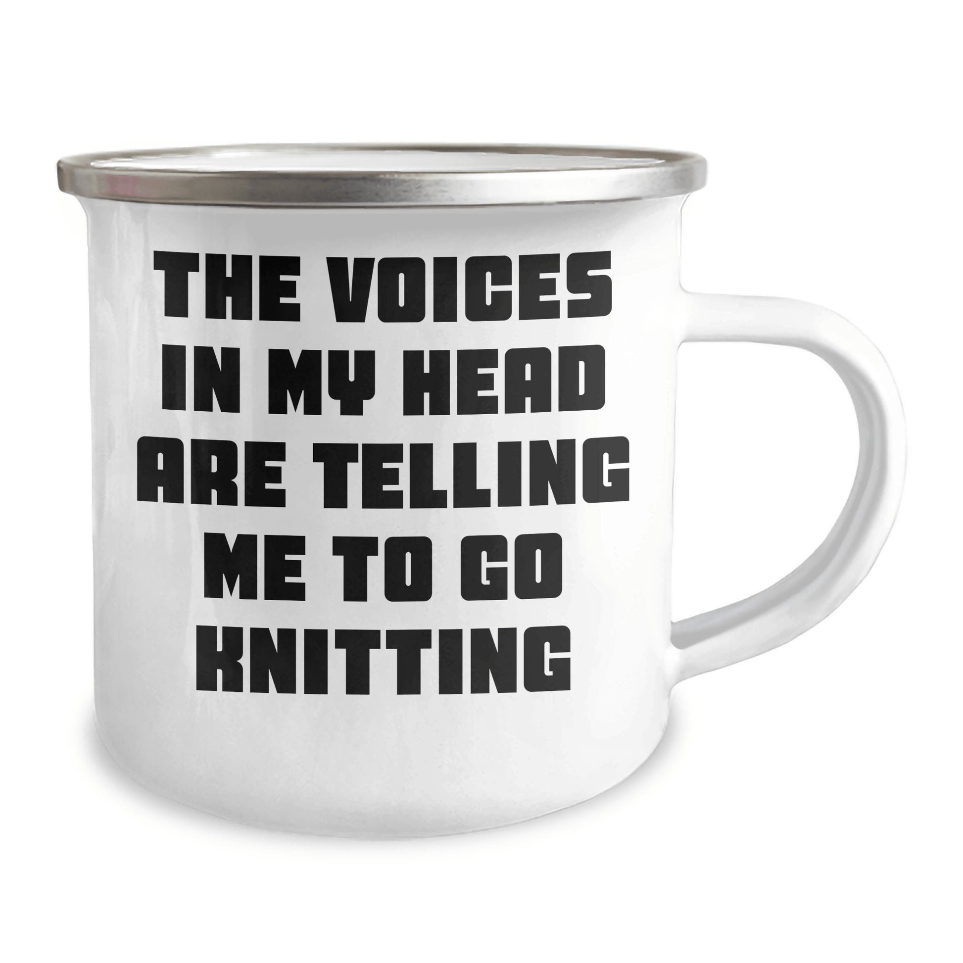Funny Knitting Gifts for Graduation - Camping Mug with Inspirational Quote, Gifts from Family to Knitting Lovers, 12 oz Stainless Steel with Enamel Finish - Victory Thru Vision
