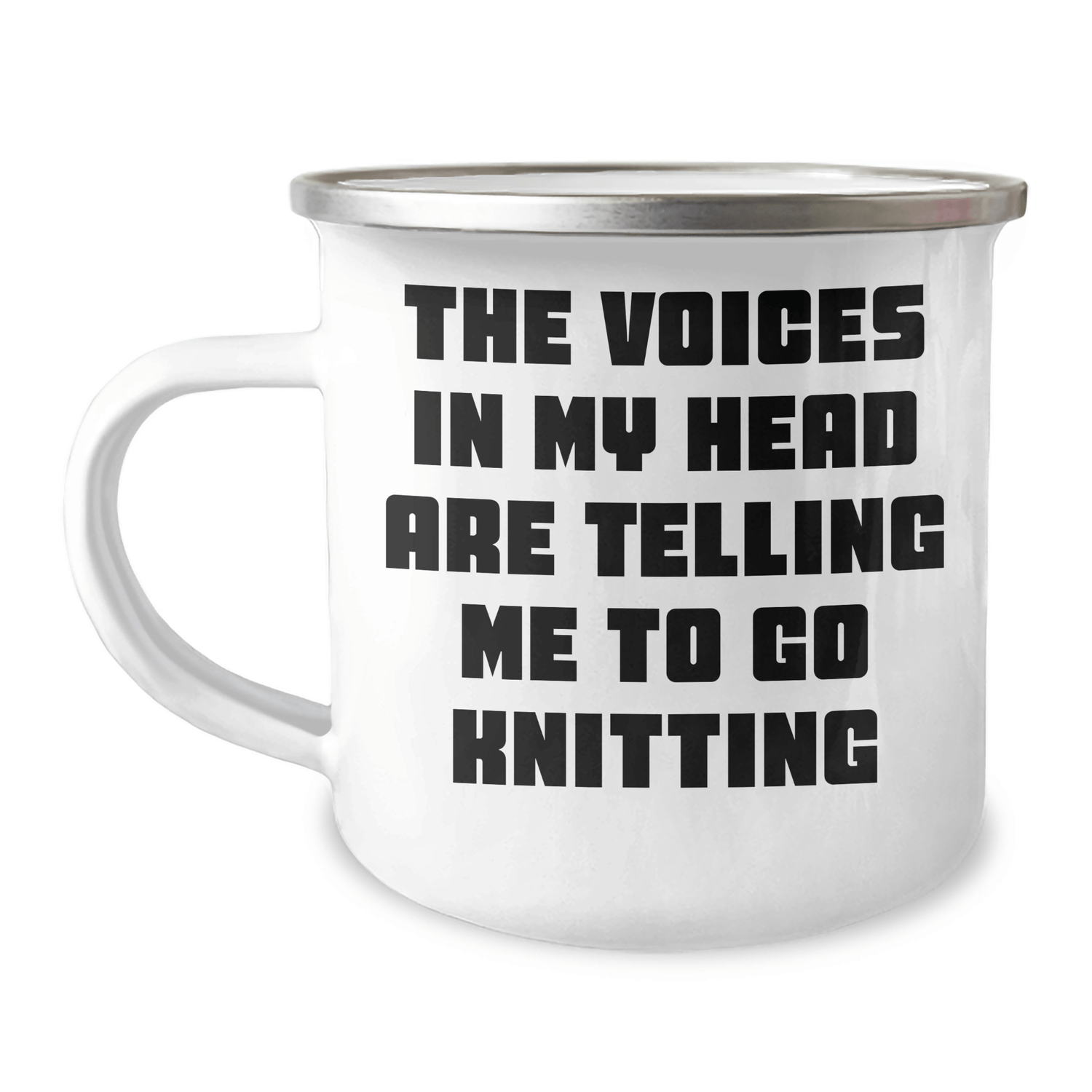Funny Knitting Gifts for Graduation - Camping Mug with Inspirational Quote, Gifts from Family to Knitting Lovers, 12 oz Stainless Steel with Enamel Finish - Victory Thru Vision