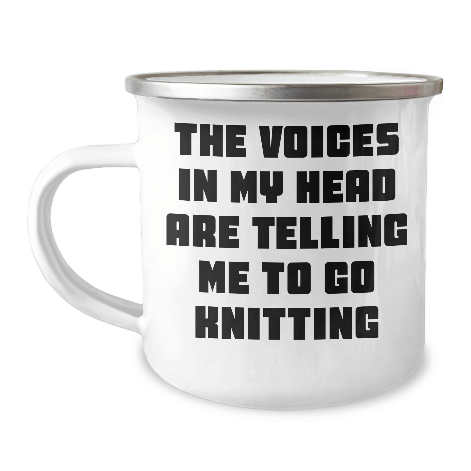 Funny Knitting Gifts for Graduation - Camping Mug with Inspirational Quote, Gifts from Family to Knitting Lovers, 12 oz Stainless Steel with Enamel Finish - Victory Thru Vision