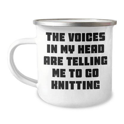 Funny Knitting Gifts for Graduation - Camping Mug with Inspirational Quote, Gifts from Family to Knitting Lovers, 12 oz Stainless Steel with Enamel Finish - Victory Thru Vision