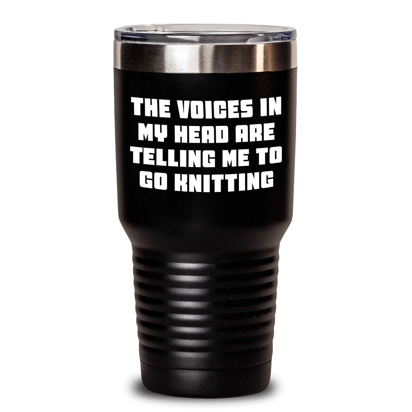 Funny Knitting Gifts for Women, Men, and Friends - 'The Voices In My Head Are Telling Me To Go Knitting' Tumbler for Graduation - Victory Thru Vision