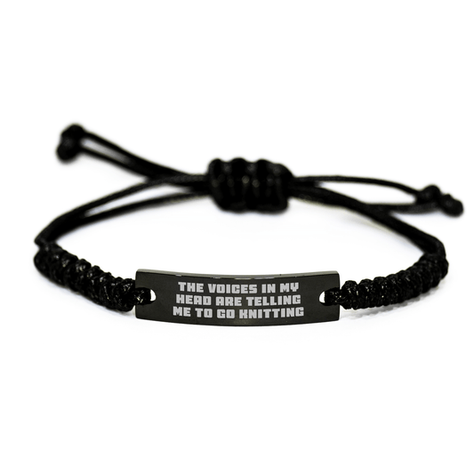 Funny Knitting Rope Bracelet Gifts from Friends for Graduation with Inspirational Quote, 'The Voices In My Head Are Telling Me To Go Knitting' - Victory Thru Vision