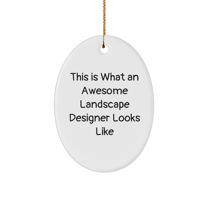 Funny Landscape Designer Gifts from Friends, Gifts for Landscape Designer, This Is What An Awesome Landscape Designer Looks Like, Christmas Oval Ornament - Victory Thru Vision 