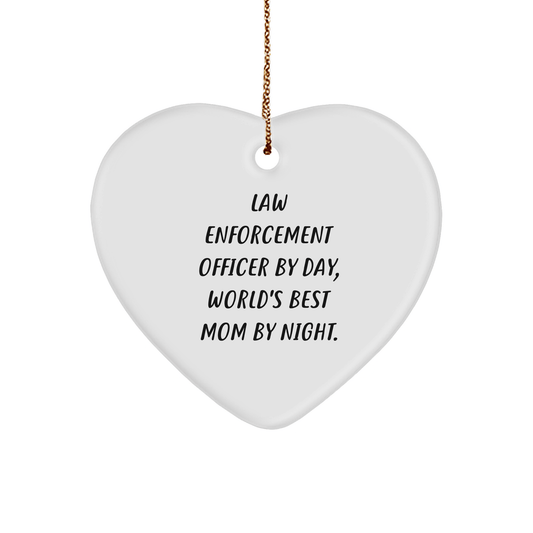 Funny Law Enforcement Officer Gifts by Day, Heartwarming Ornaments by Night, Christmas Unique Gifts for Her, from Mom to Law Enforcement Officer - Victory Thru Vision 