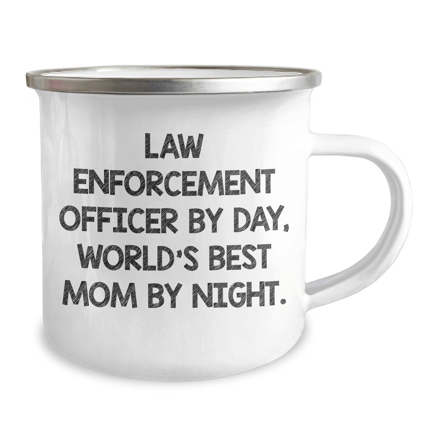 Funny Law Enforcement Officer Gifts for Him, Camping Mug for Dad's Special Day, 'Law Enforcement Officer By Day, World's Best Mom By Night' Quote, Gifts from Family, Gifts for Law Enforcement Officer - Victory Thru Vision 