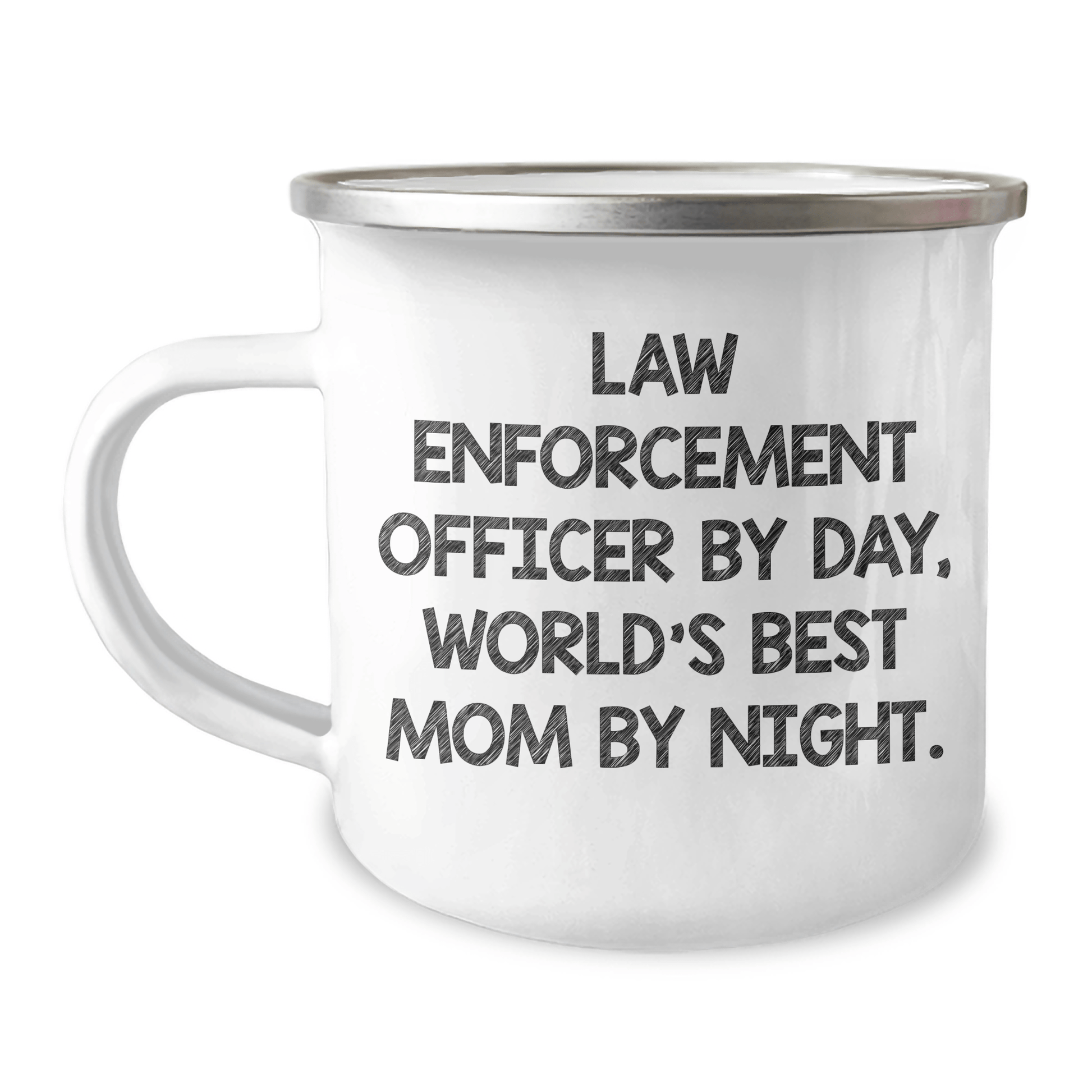 Funny Law Enforcement Officer Gifts for Him, Camping Mug for Dad's Special Day, 'Law Enforcement Officer By Day, World's Best Mom By Night' Quote, Gifts from Family, Gifts for Law Enforcement Officer - Victory Thru Vision 