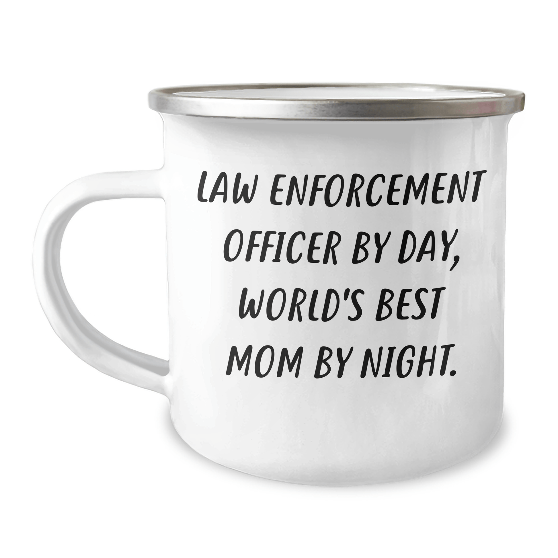 Funny Law Enforcement Officer Gifts from Mom - Camping Mug for Dad's Special Day, 'Law Enforcement Officer By Day, World's Best Mom By Night.' - Victory Thru Vision 