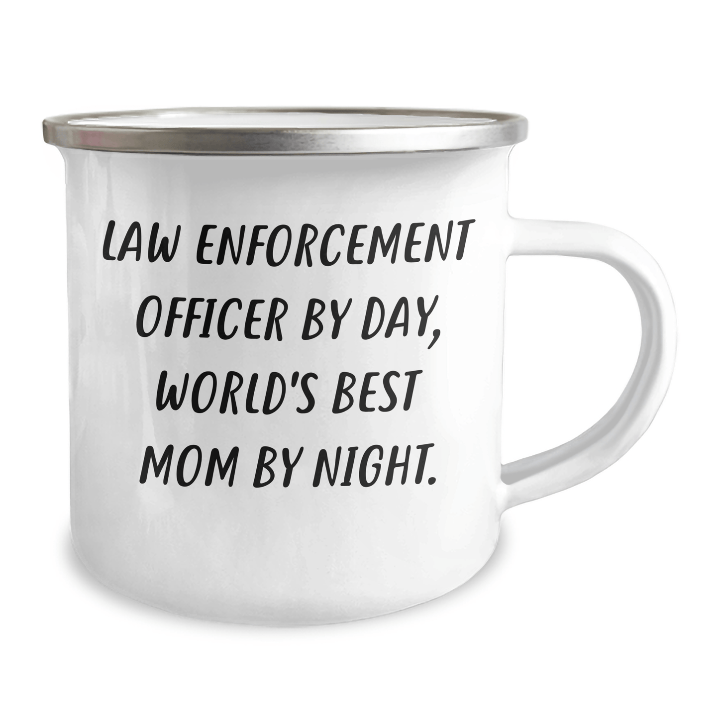 Funny Law Enforcement Officer Gifts from Mom - Camping Mug for Dad's Special Day, 'Law Enforcement Officer By Day, World's Best Mom By Night.' - Victory Thru Vision 