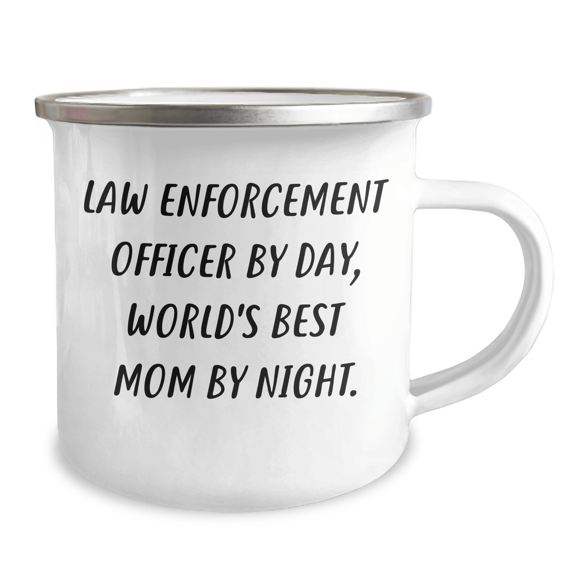 Funny Law Enforcement Officer Gifts from Mom - Camping Mug for Dad's Special Day, 'Law Enforcement Officer By Day, World's Best Mom By Night.' - Victory Thru Vision 