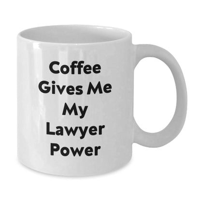 Funny Lawyer Gifts Coffee Mug White, 'Coffee Gives Me My Lawyer Power' Birthday Ideas for Men, Women, Coworkers - Victory Thru Vision