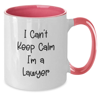 Funny Lawyer Gifts from Friends for Graduation Unique Two Tone Coffee Mug I Can't Keep Calm - Victory Thru Vision