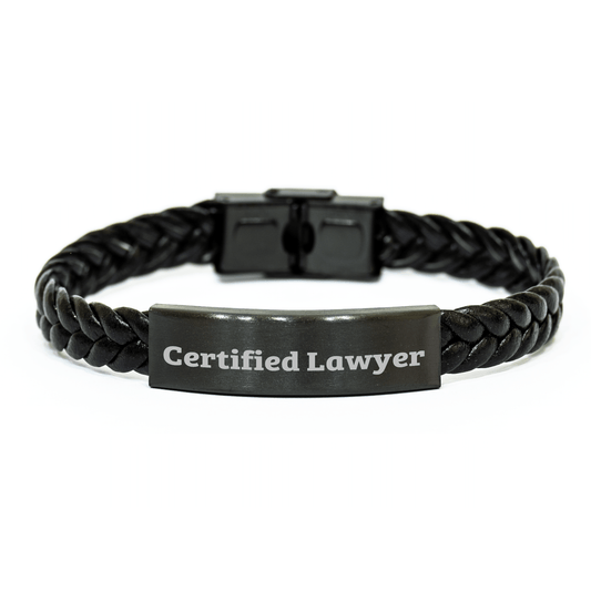 Funny Lawyer Gifts from Men to Lawyer Friends, Interlaced Leather Bracelet for Father's Day Unique Gifts, Certified Lawyer Quote - Victory Thru Vision 