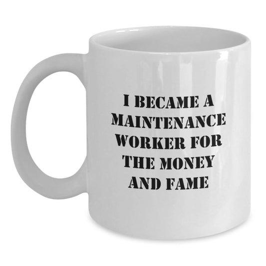 Funny Maintenance Worker Gifts for Him from Friends, White Coffee Mug for Graduation - Victory Thru Vision