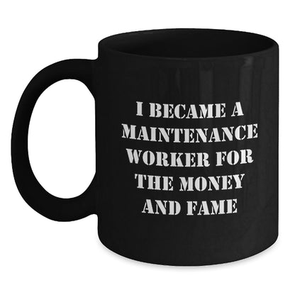 Funny Maintenance Worker Gifts, Gifts from Women to Coworkers, Inspirational Quote Black Coffee Mug, Perfect Graduation Unique Gifts for Maintenance Worker Men - Victory Thru Vision