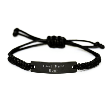 Funny Mama Rope Bracelet Gifts from Friends to Best Mama Ever, Adjustable Black Rope, Father's Day Unique Gifts for Mama - Victory Thru Vision 
