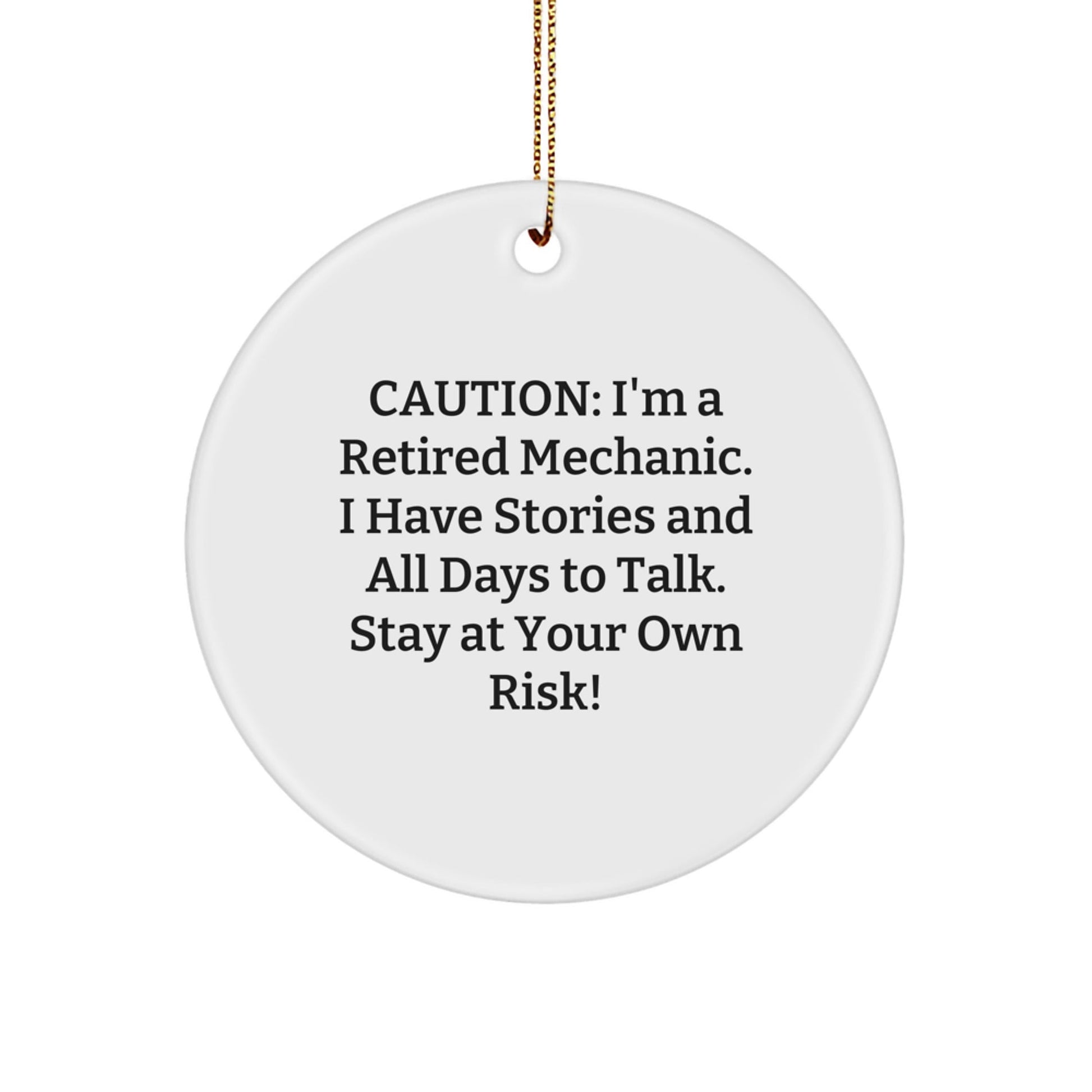 Funny Mechanic Gifts for Men, Retired Mechanic Circle Ornament, Christmas Unique Gifts from Friends - Victory Thru Vision