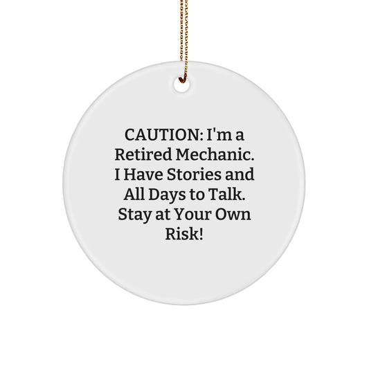 Funny Mechanic Gifts for Men, Retired Mechanic Circle Ornament, Christmas Unique Gifts from Friends - Victory Thru Vision