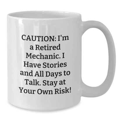 Funny Mechanic Gifts for Men, White Coffee Mug with Unique Quote, Perfect for Graduation from Friends, Coworkers or Family, Gifts from Men, Gifts for Mechanic - Victory Thru Vision