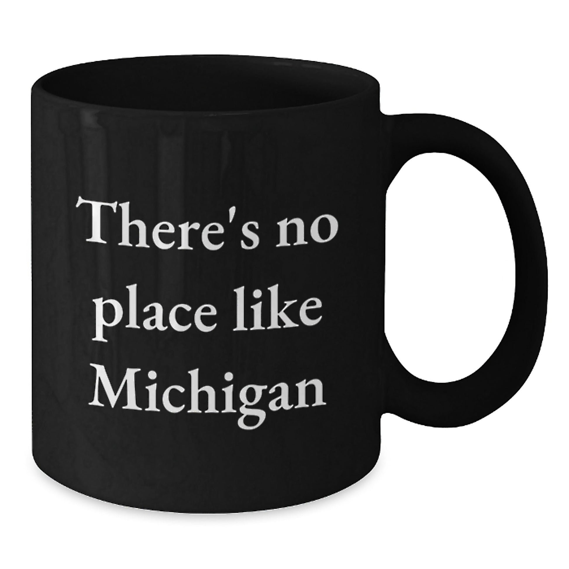 Funny Michigan Gifts for Friends from Michigan - Birthday Unique Gifts for Michigan Lovers - Black Coffee Mug with 'There's No Place Like Michigan' Quote - Victory Thru Vision