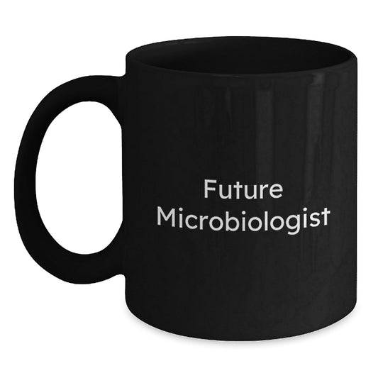 Funny Microbiologist Gifts for Future Microbiologist Graduation from Friends, Cute Black Coffee Mug - Victory Thru Vision