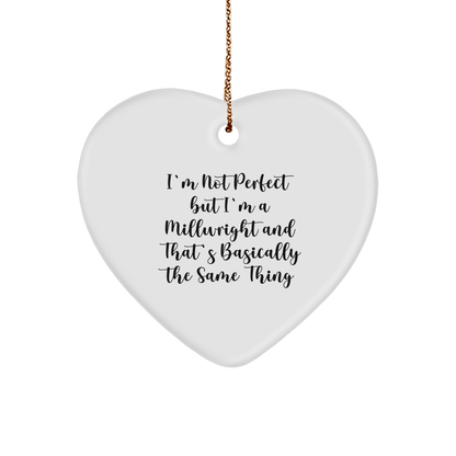 Funny Millwright Gifts, 'I'm Not Perfect' Heart Ornament for Christmas from Friends, Coworkers, Family - Victory Thru Vision 