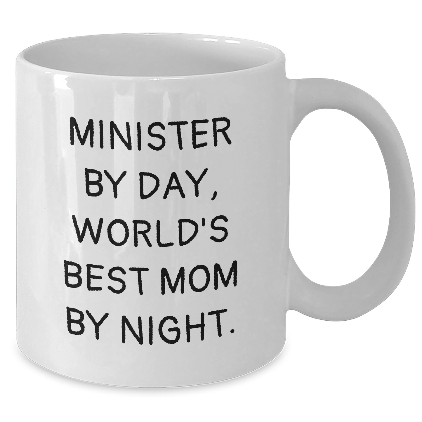 Funny Minister Gifts: Minister By Day, World's Best Mom By Night. White Coffee Mug for Minister's Father's Day Unique Gifts from Family - Victory Thru Vision 