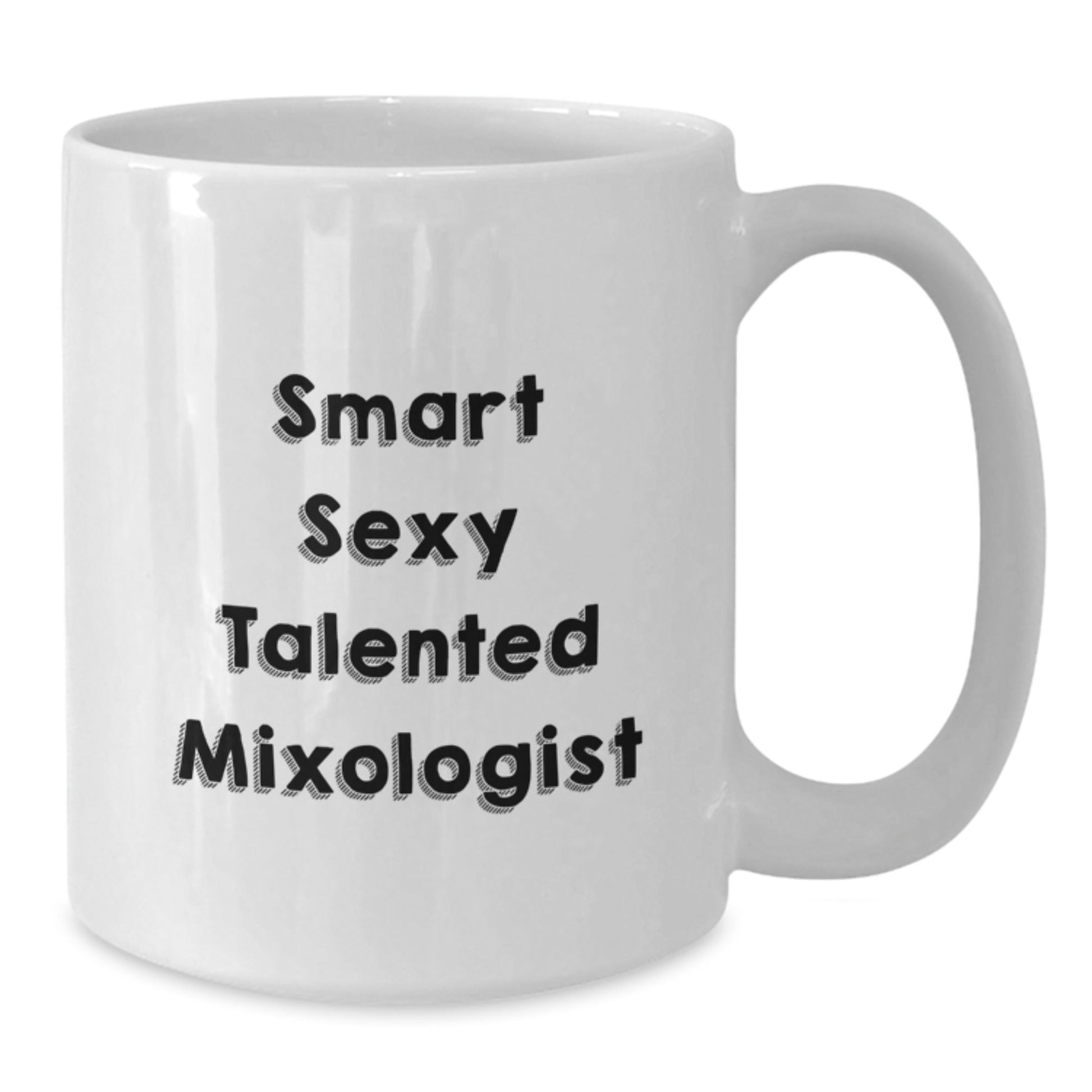 Funny Mixologist Gifts for Men, White Coffee Mug, 'Smart Sexy Talented' Quote, Birthday Unique Presents from Friends - Victory Thru Vision