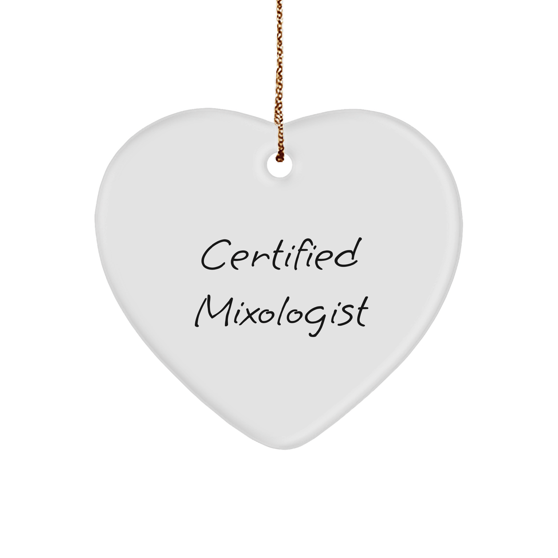 Funny Mixologist Gifts from Friends, 'A Good Mix is a Happy Mix, Certified Mixologist Christmas Heart Ornament, Gifts for Mixologist, Unique Christmas Unique Gifts - Victory Thru Vision 