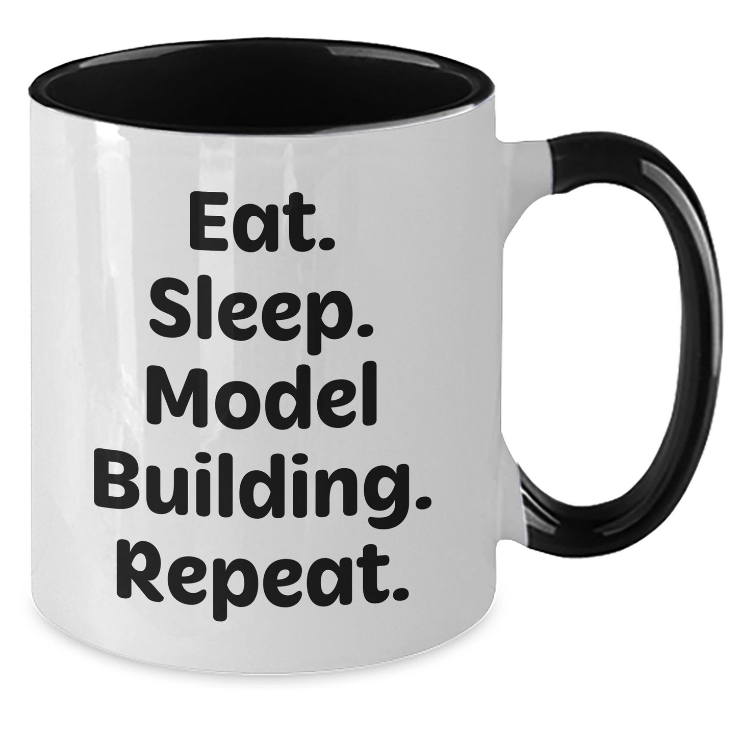 Funny Model Building Gifts from Friends for Graduation Two Tone Coffee Mugs - Eat. Sleep. Model Building. Repeat. - Victory Thru Vision 