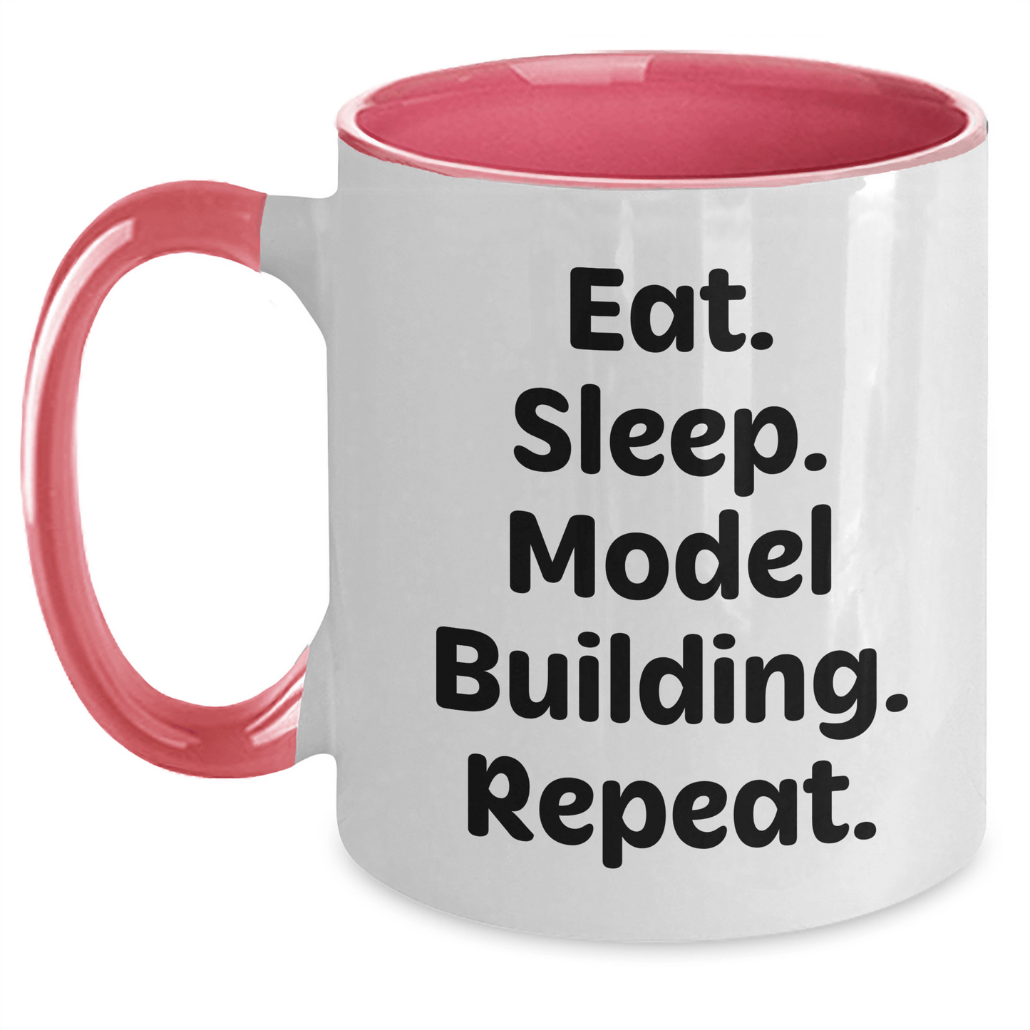 Funny Model Building Gifts from Friends for Graduation Two Tone Coffee Mugs - Eat. Sleep. Model Building. Repeat. - Victory Thru Vision 