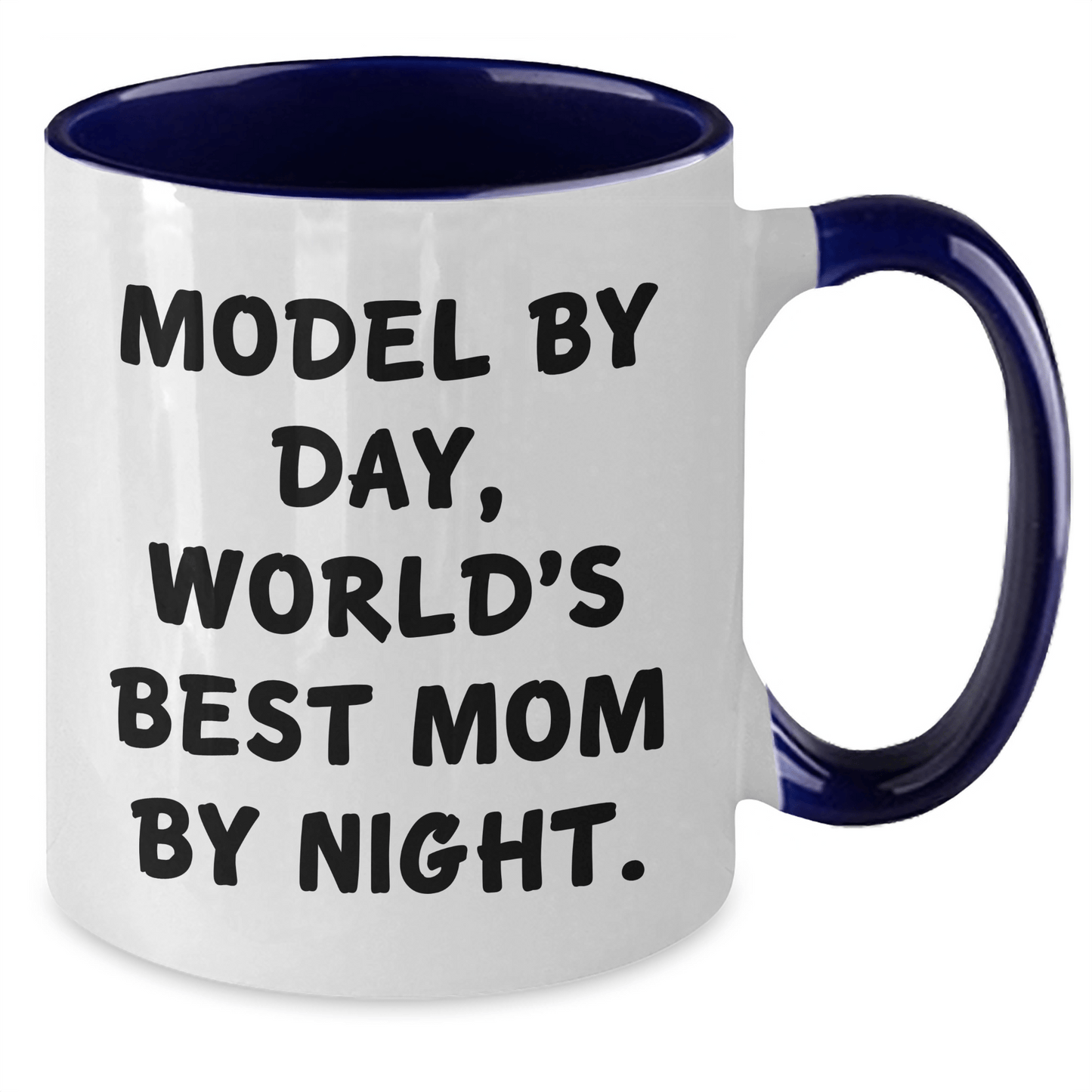 Funny Model Gifts - Model By Day, World's Best Mom By Night Two Tone Coffee Mug, Father's Day Unique Gifts from Men to Model - Victory Thru Vision 